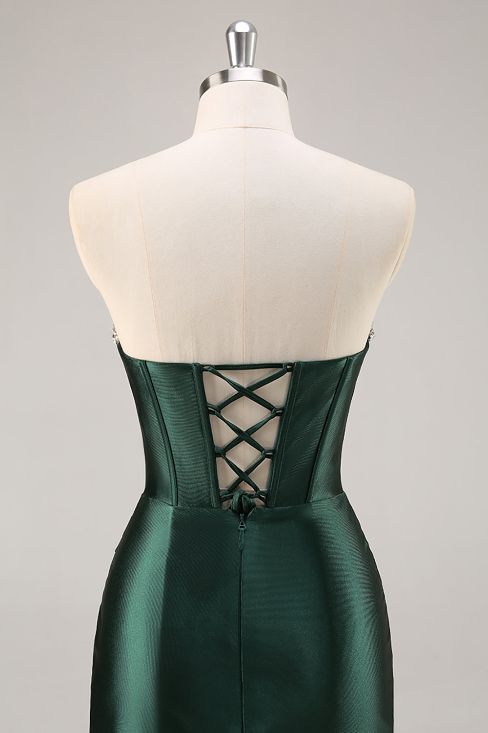 Sparkly Dark Green Corset Short Cocktail Dress with Rhinestones