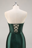 Sparkly Dark Green Corset Short Cocktail Dress with Rhinestones
