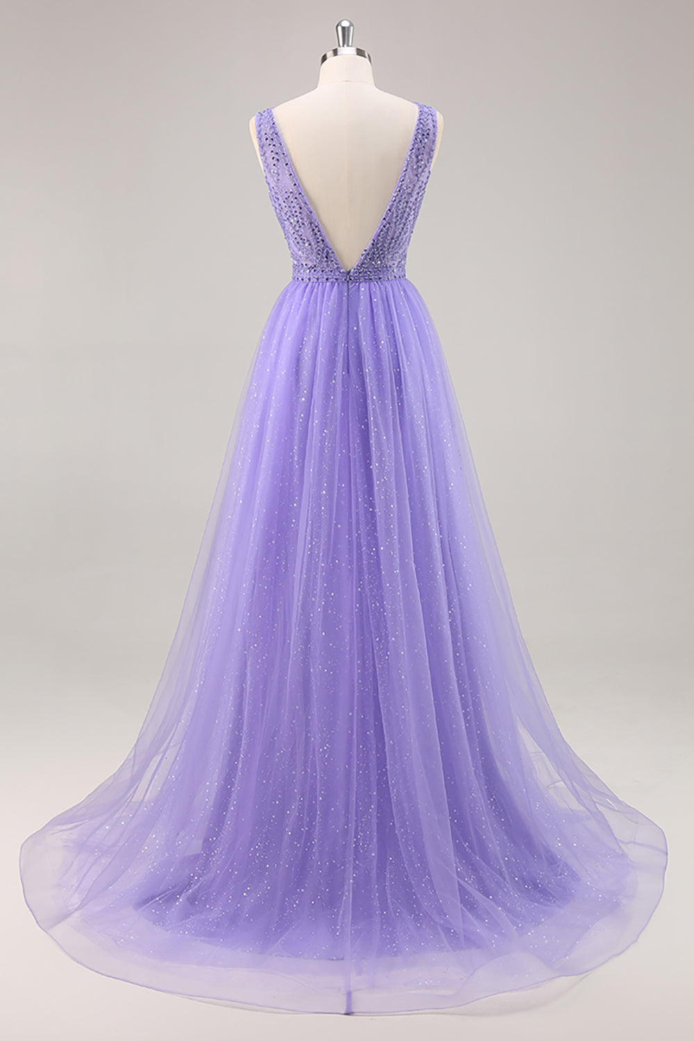 Sparkly Purple A Line Long Formal Dress with Beading