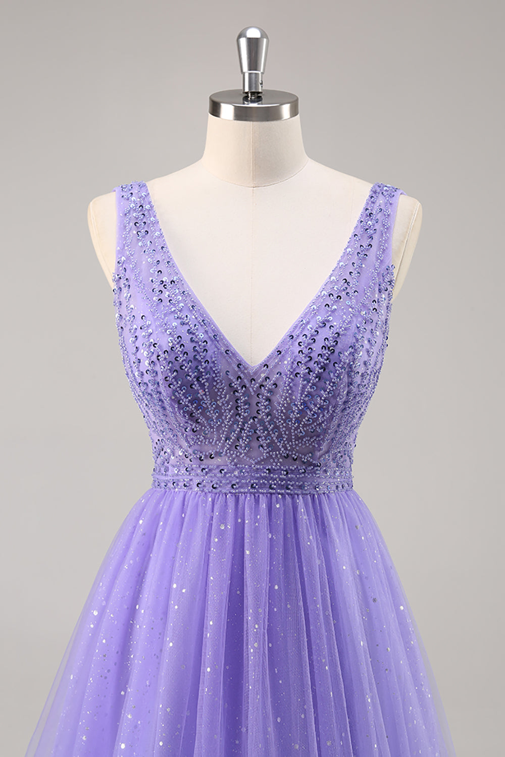 Sparkly Purple A Line Long Formal Dress with Beading