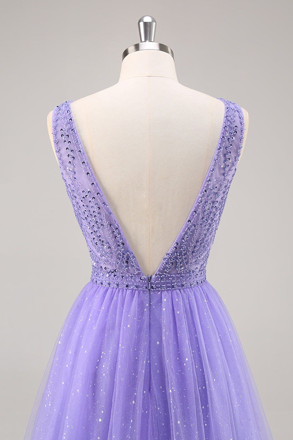 Sparkly Purple A Line Long Formal Dress with Beading