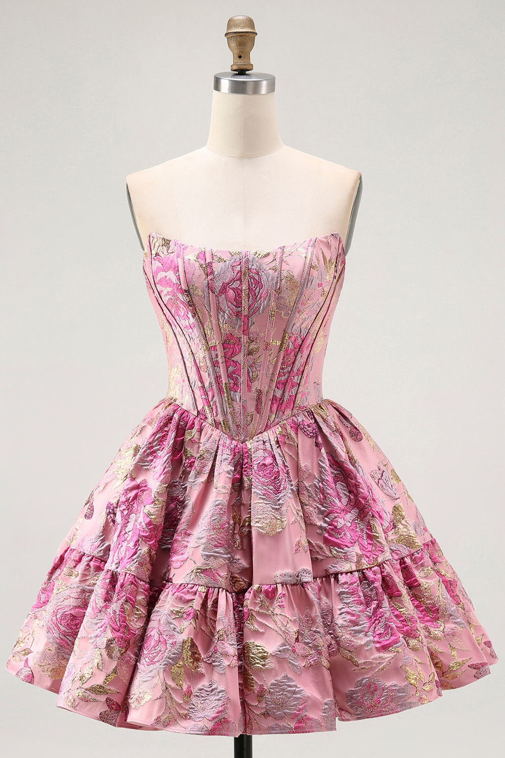 Off The Shoulder Printed A-Line Corset Homecoming Dress