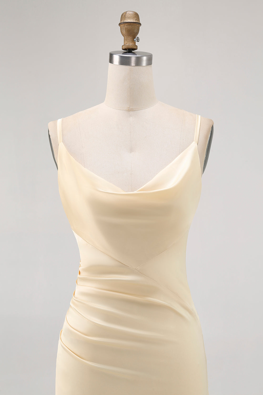 Daffodil Spaghetti Straps Satin Sheath Long Bridesmaid Dress