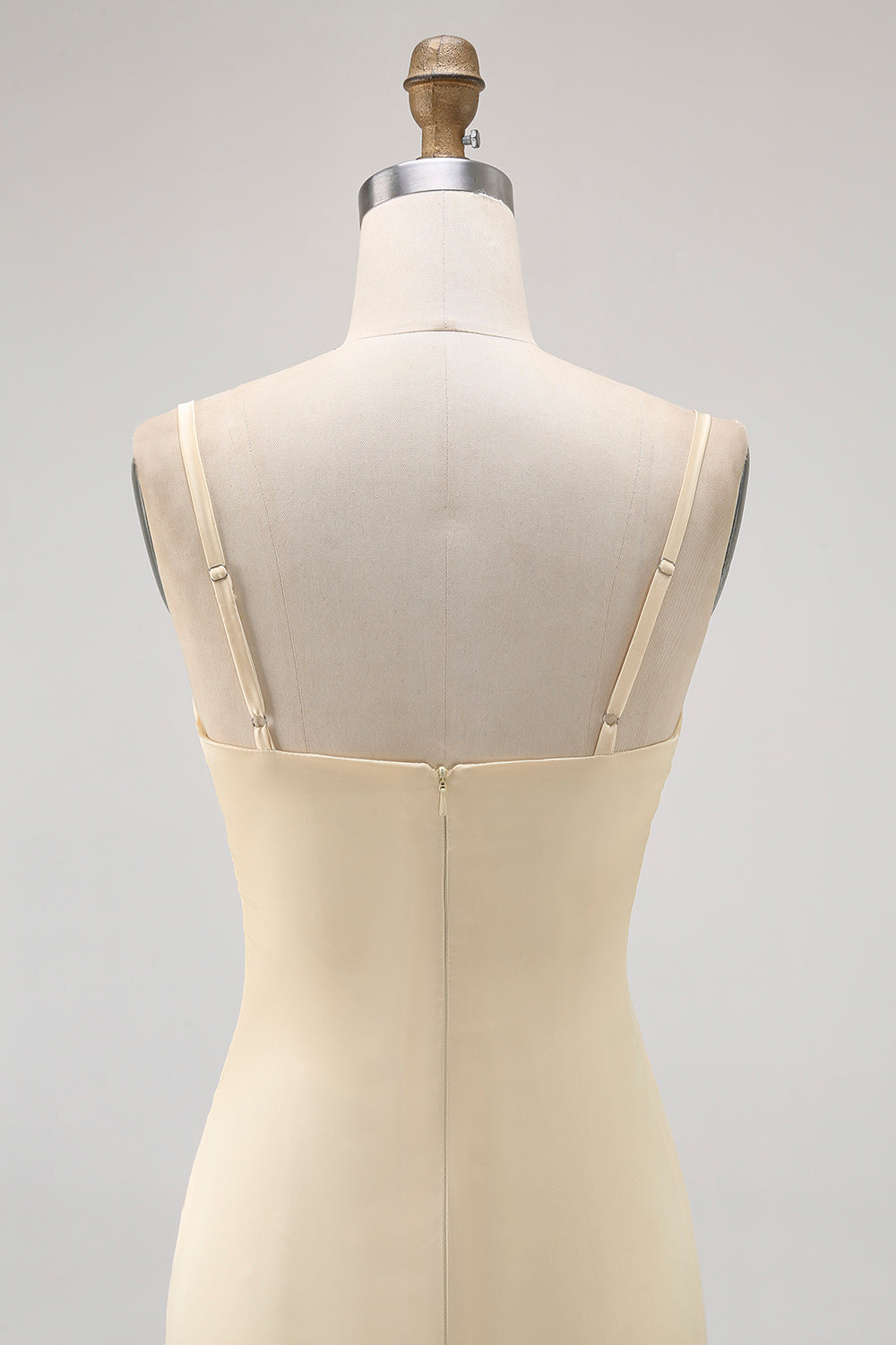 Daffodil Spaghetti Straps Satin Sheath Long Bridesmaid Dress