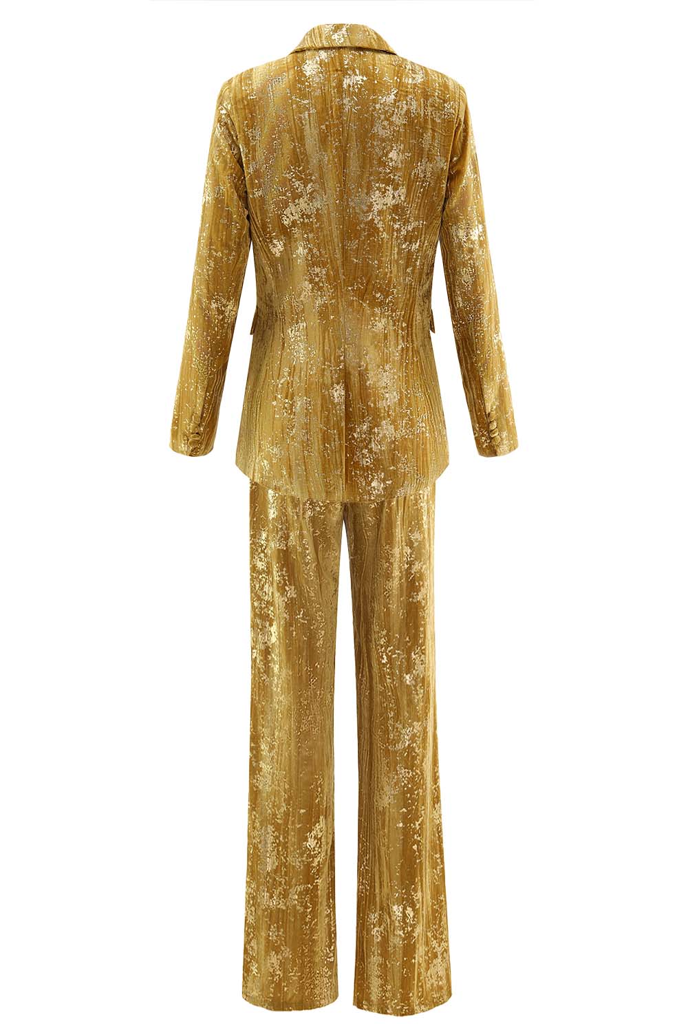 Yellow Jacquard Peak Lapel Slim Fit Women 2-Piece Work Suits