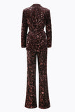 Coffee 2 Piece Peak Lapel Sequin Women's Prom Suit with Belt