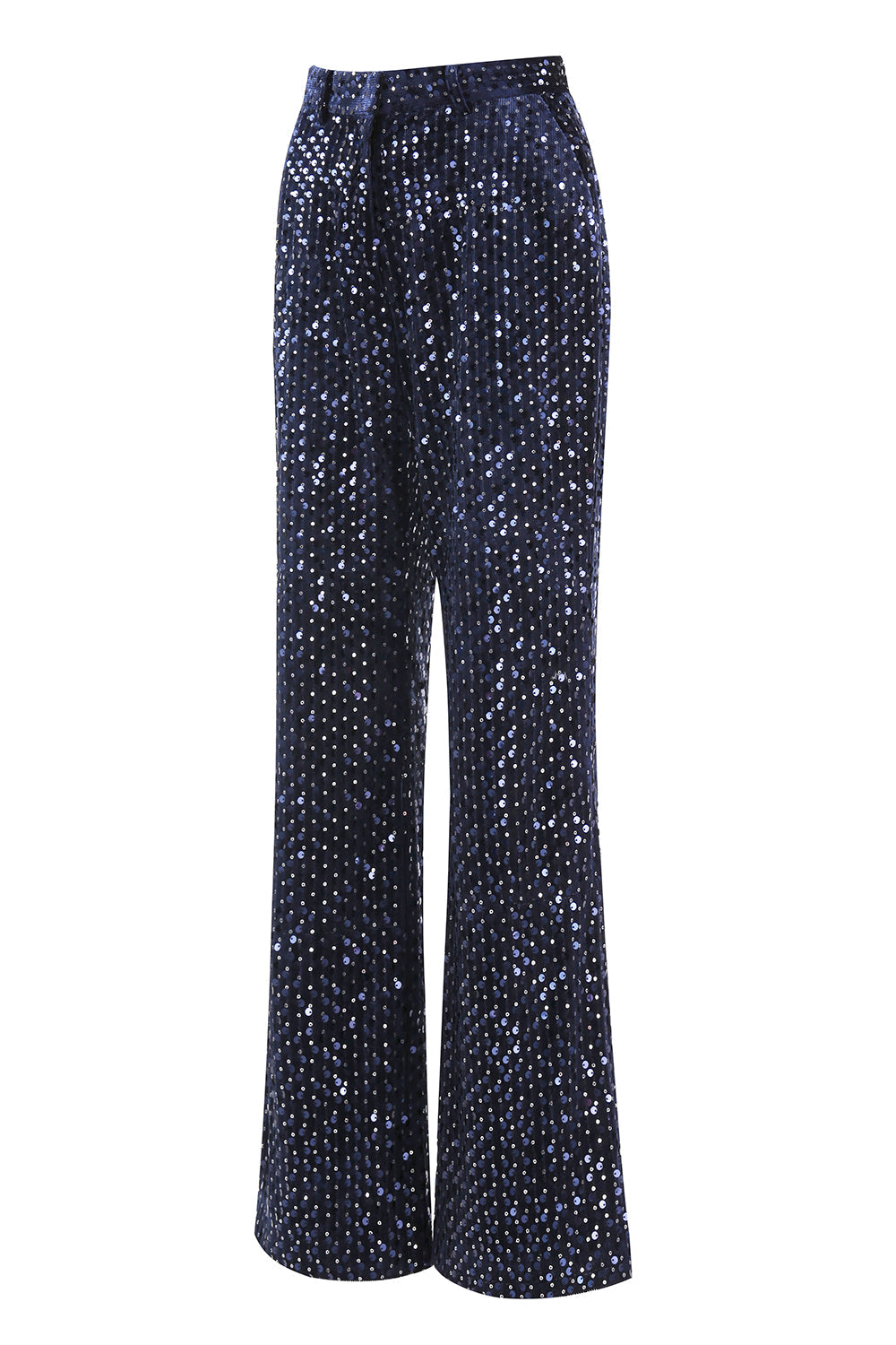 2 Piece Sequin Peak Lapel Double Breasted Navy Women's Prom Suit