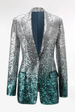 Sparkly Silver Sequins 2-piece Women Suits