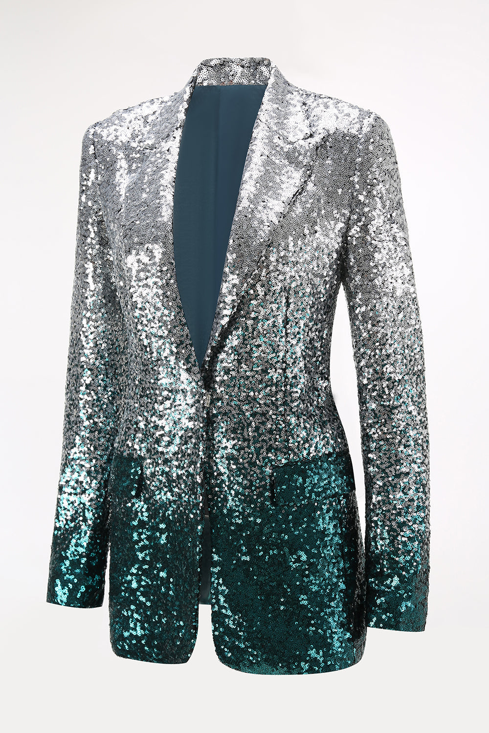 Sparkly Silver Sequins 2-piece Women Suits