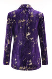 Sparkly Purple Velvet Notched Lapel Slim Fit Women 2-Piece Work Suits