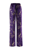 Sparkly Purple Velvet Notched Lapel Slim Fit Women 2-Piece Work Suits