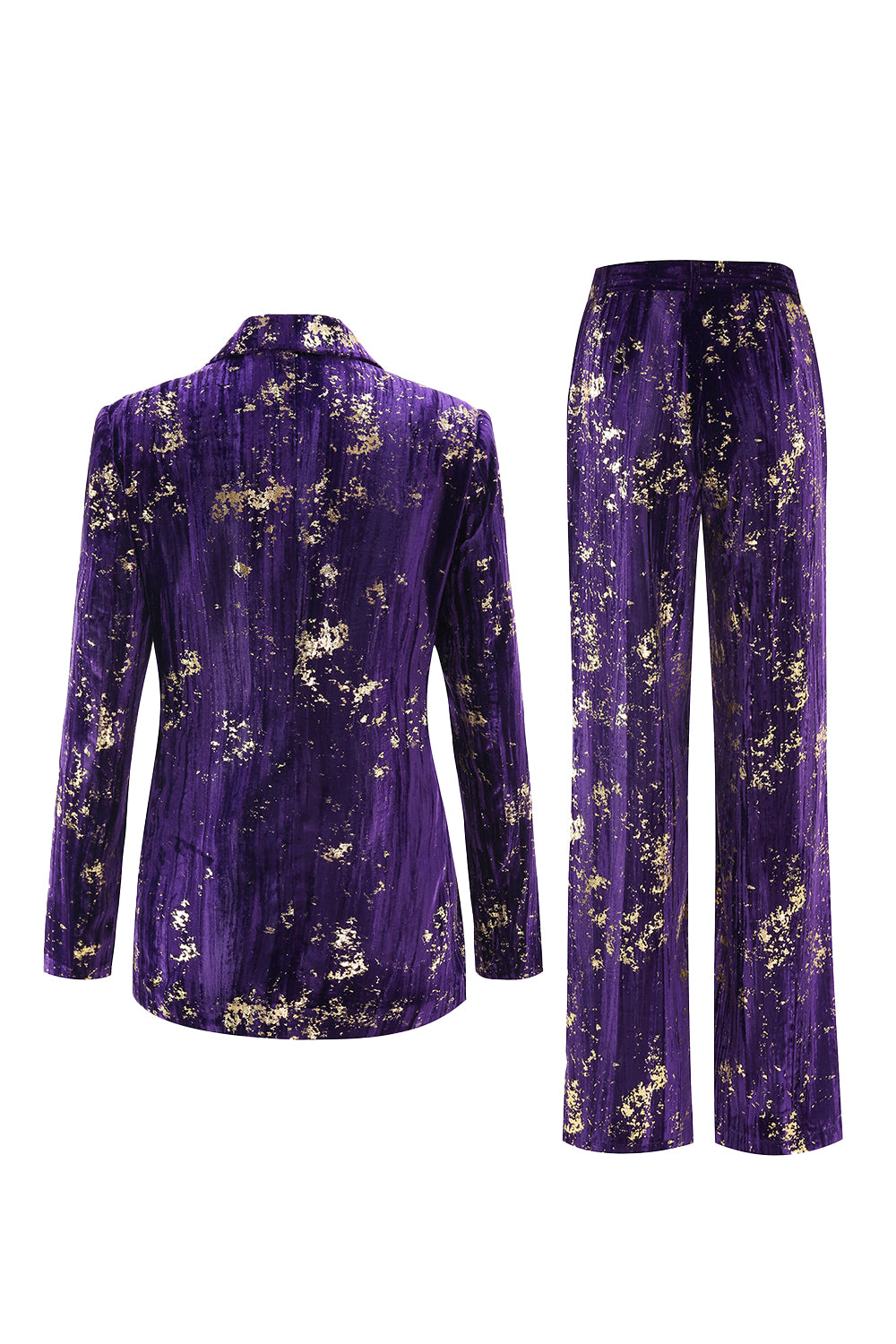 Sparkly Purple Velvet Notched Lapel Slim Fit Women 2-Piece Work Suits