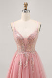 Sparkly Blush Beaded Sequined Tulle A Line Short Cocktail Dress