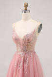Sparkly Blush Beaded Sequined Tulle A Line Short Cocktail Dress
