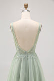 Sparkly Green Tulle V-Neck Beaded Short Cocktail Dress with Appliques