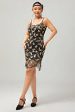 Sparkly Black Golden Sequins Bodycon Short Gatsby 1920s Dress