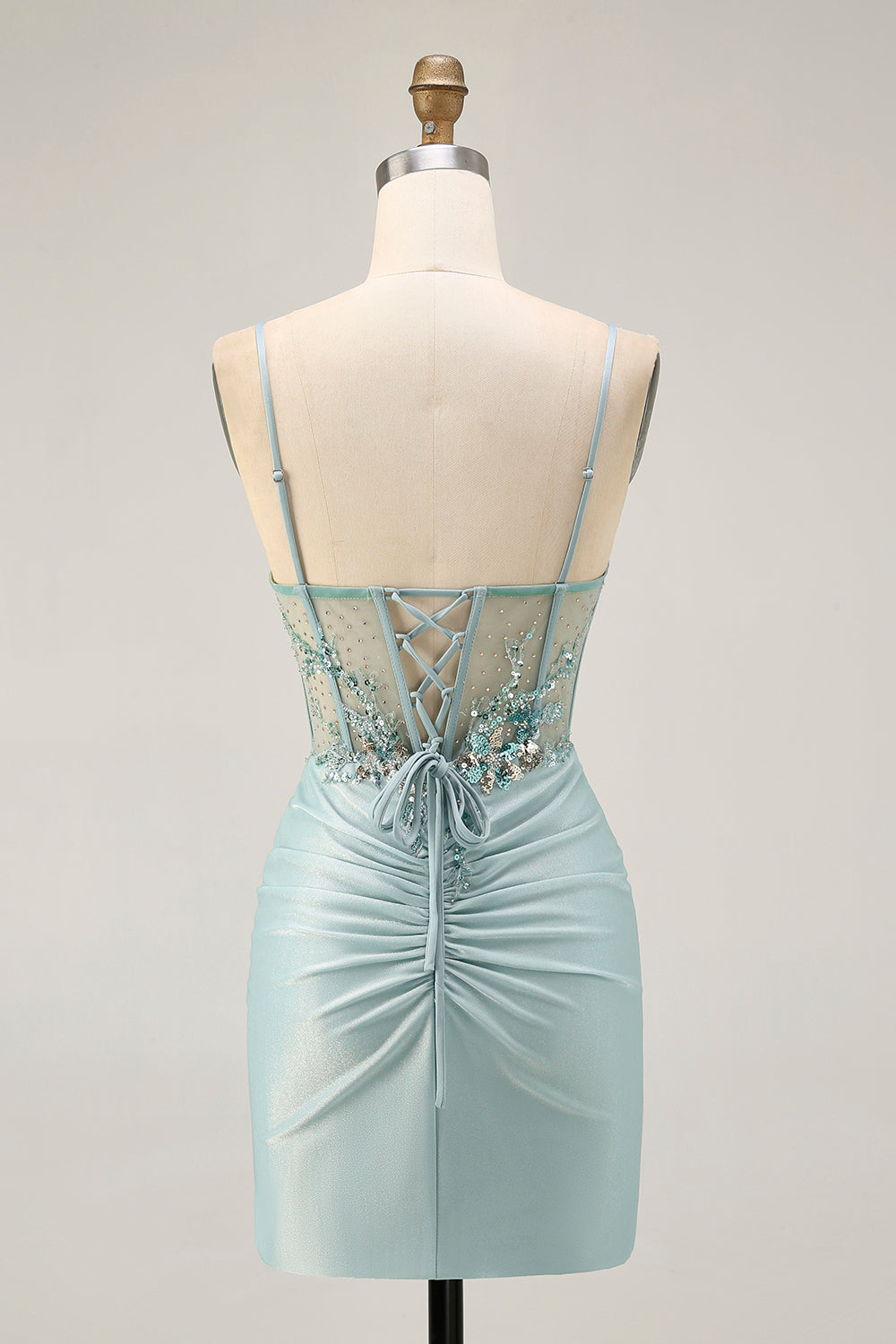 Grey Green Bodycon Strapless Homecoming Dress with Sequins