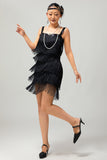 Sparkly Black Gatsby Fringed Bodycon Gatsby Short 1920s Dress with Sequins