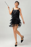 Sparkly Black Gatsby Fringed Bodycon Gatsby Short 1920s Dress with Sequins
