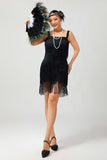 Sparkly Black Gatsby Fringed Bodycon Gatsby Short 1920s Dress with Sequins
