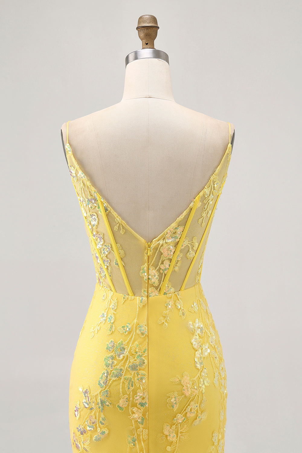 Floral Yellow Corset Tight Short Homecoming Dress with Sequins