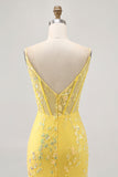 Floral Yellow Corset Tight Short Homecoming Dress with Sequins