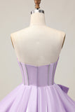 Sparkly Purple A-Line Strapless Sequins Short Homecoming Dress with Bow
