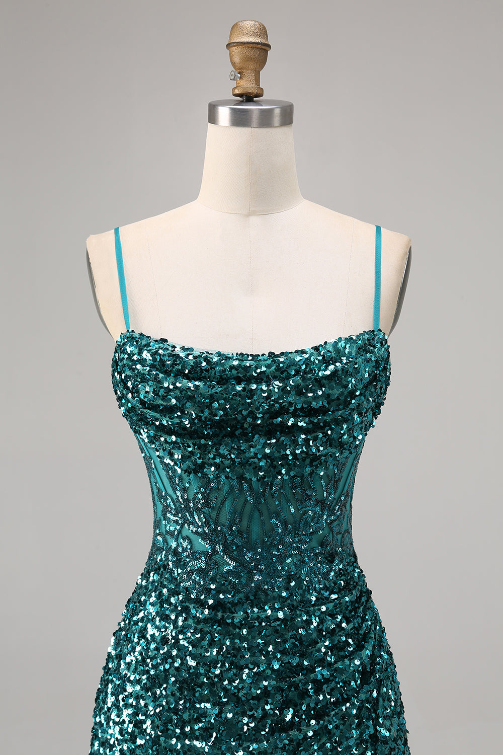 Sparkly Corset Grey Blue Bodycon Sequins Short Cocktail Dress