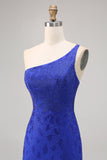 Sparkly Royal Blue Bodycon Beaded One Shoulder Short Cocktail Dress