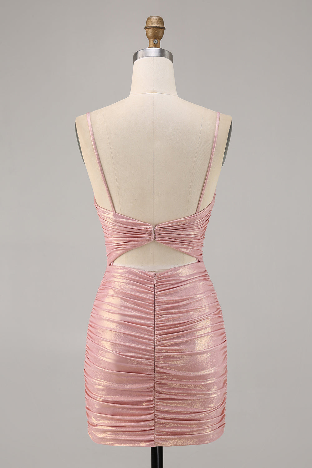 Blush Cut Out Ruched Tight Glitter Short Homecoming Dress