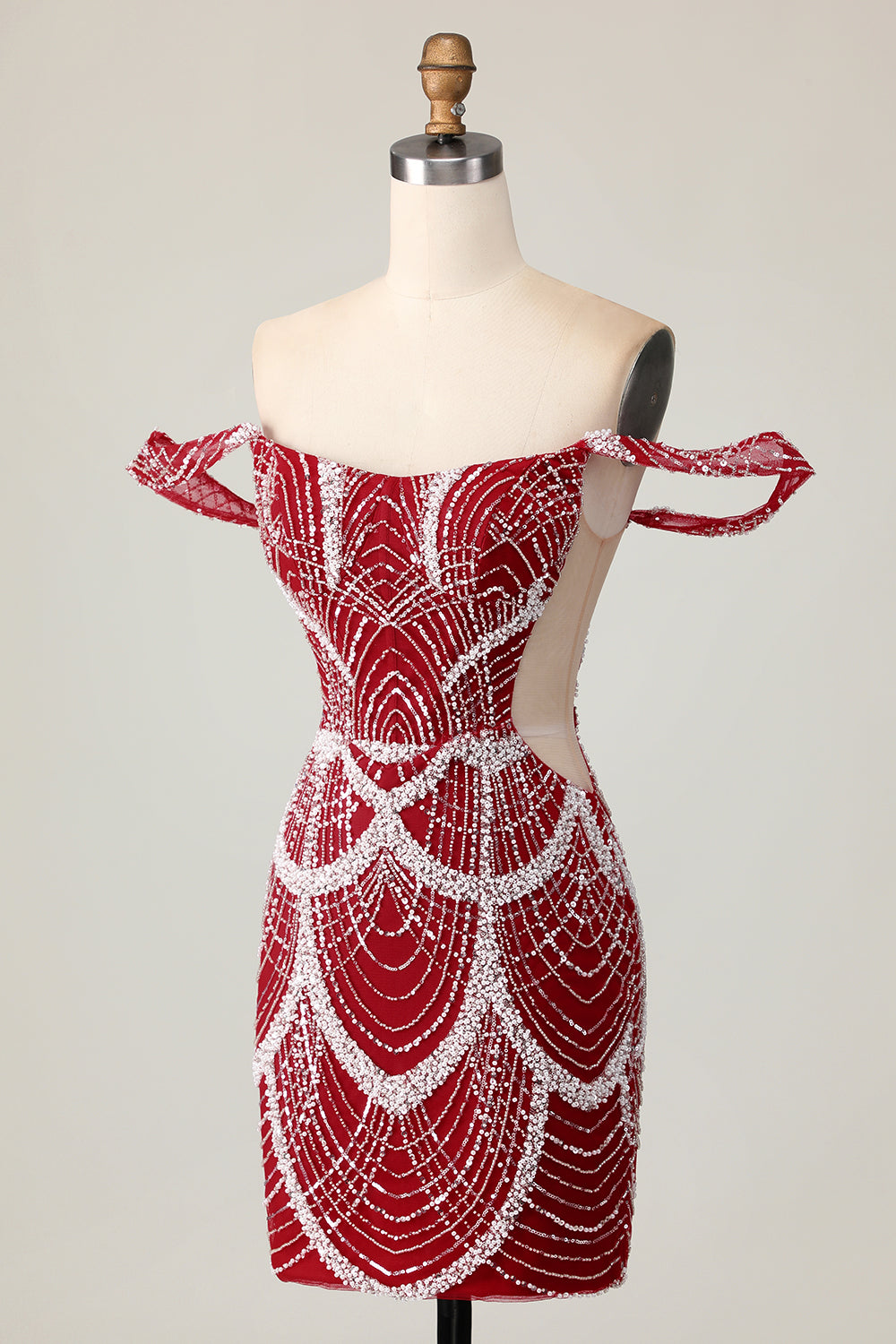 Sparkly Red Bodycon Short Cocktail Dress with Sequins