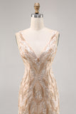 Sparkly Champagne Bodycon Sequins Mini Cocktail Dress