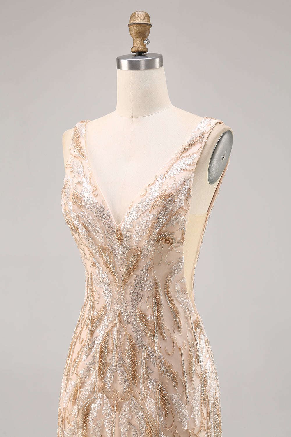 Sparkly Champagne Bodycon Sequins Mini Cocktail Dress