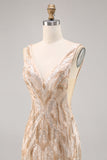 Sparkly Champagne Bodycon Sequins Mini Cocktail Dress