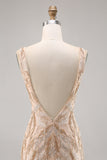 Sparkly Champagne Bodycon Sequins Mini Cocktail Dress