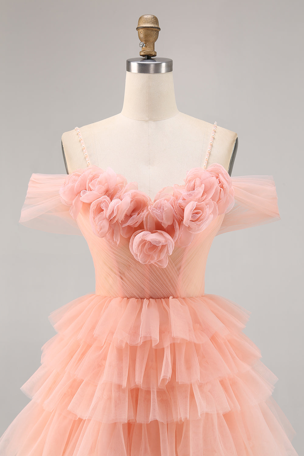 Blush Tiered A Line Corset Tulle Floral Short Cocktail Dress