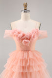 Blush Tiered A Line Corset Tulle Floral Short Cocktail Dress
