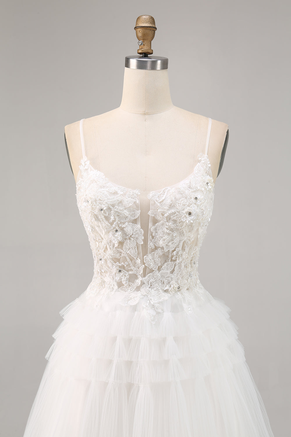 White A Line Short Tulle Graduation Dress with Appliques