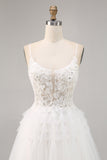 White A Line Short Tulle Graduation Dress with Appliques