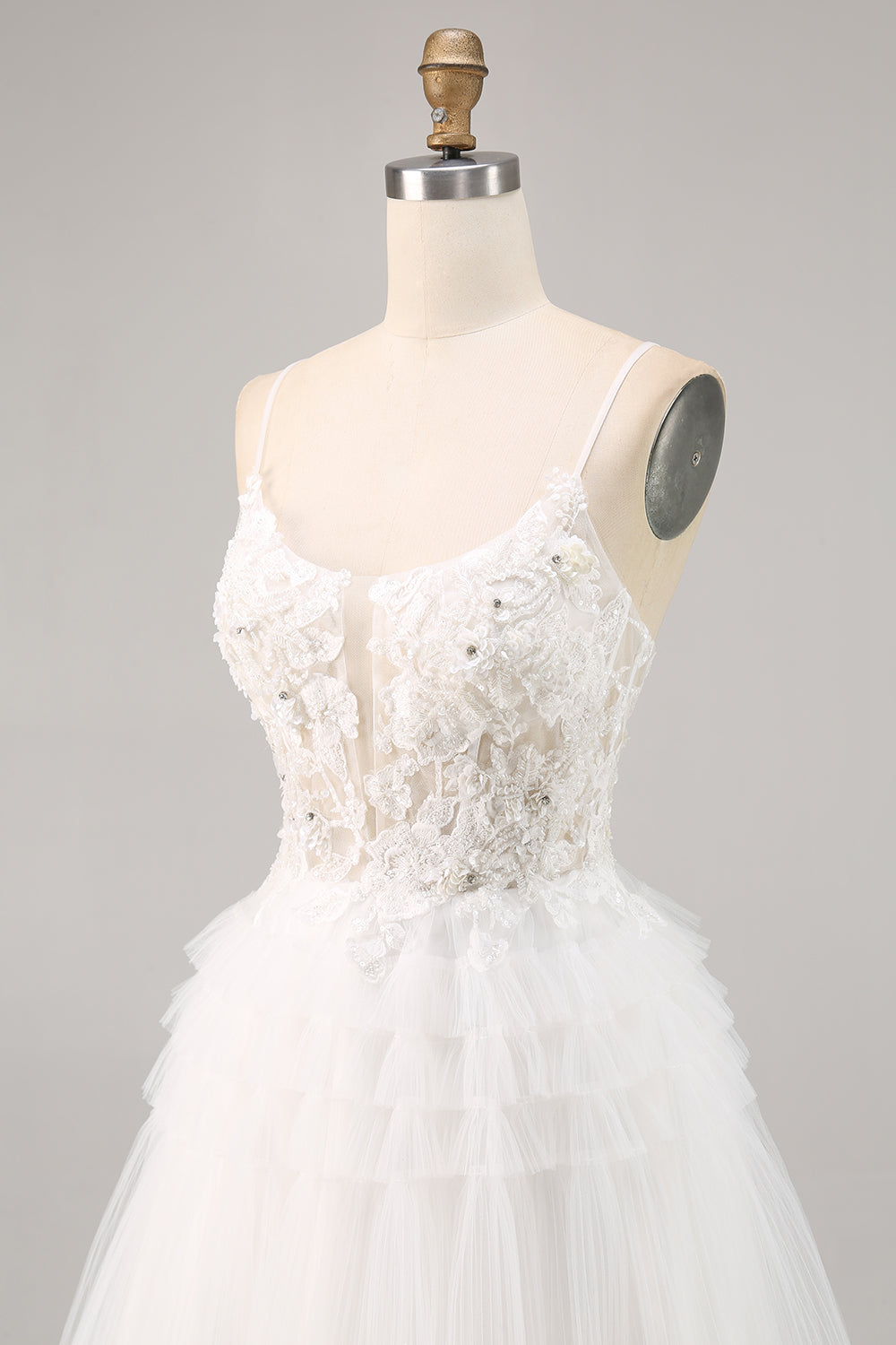 White A Line Short Tulle Graduation Dress with Appliques
