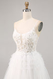 White A Line Short Tulle Graduation Dress with Appliques