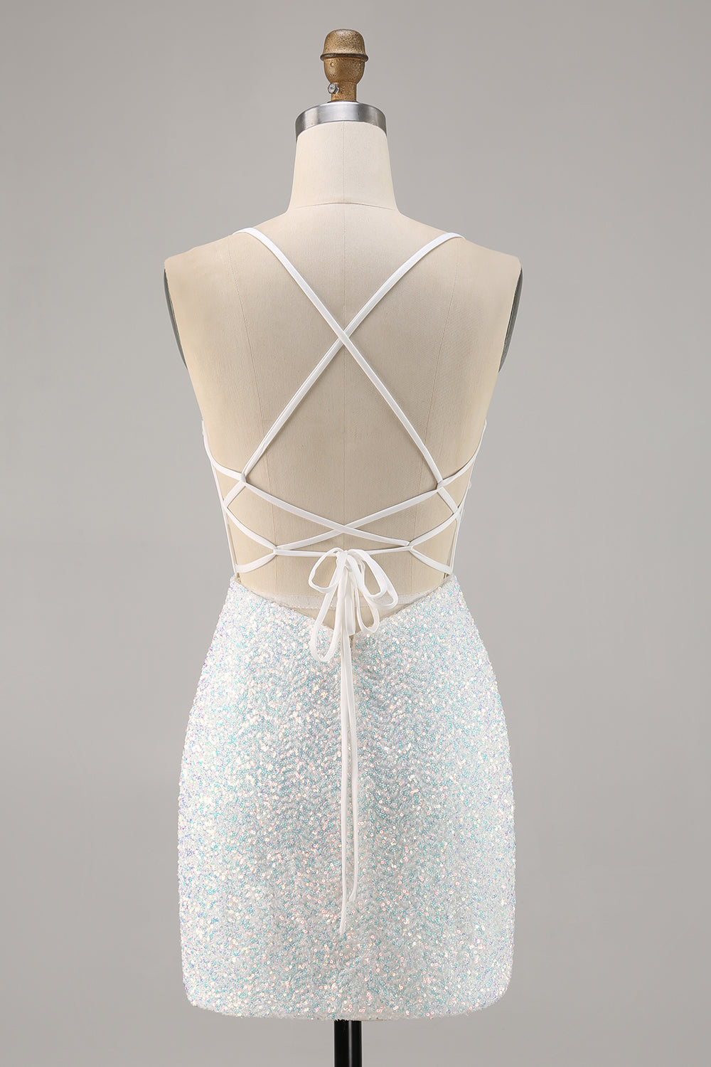 Sparky White Sequins Corset Bodycon Short Floral Cocktail Dress