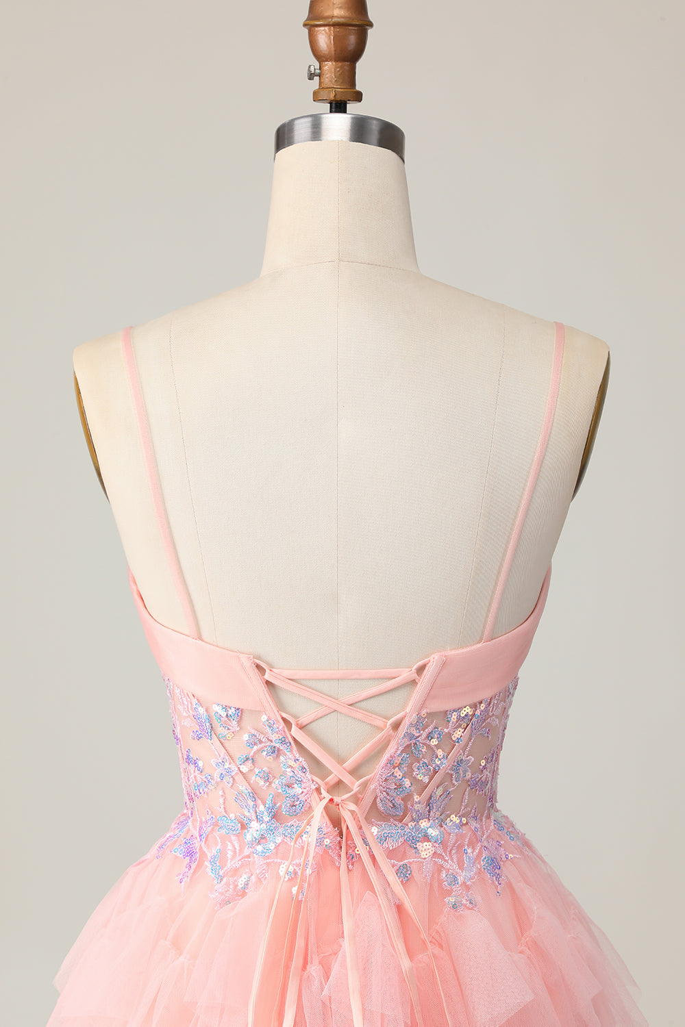 Sparkly Pink Corset Sequin A Line Short Cocktail Dress