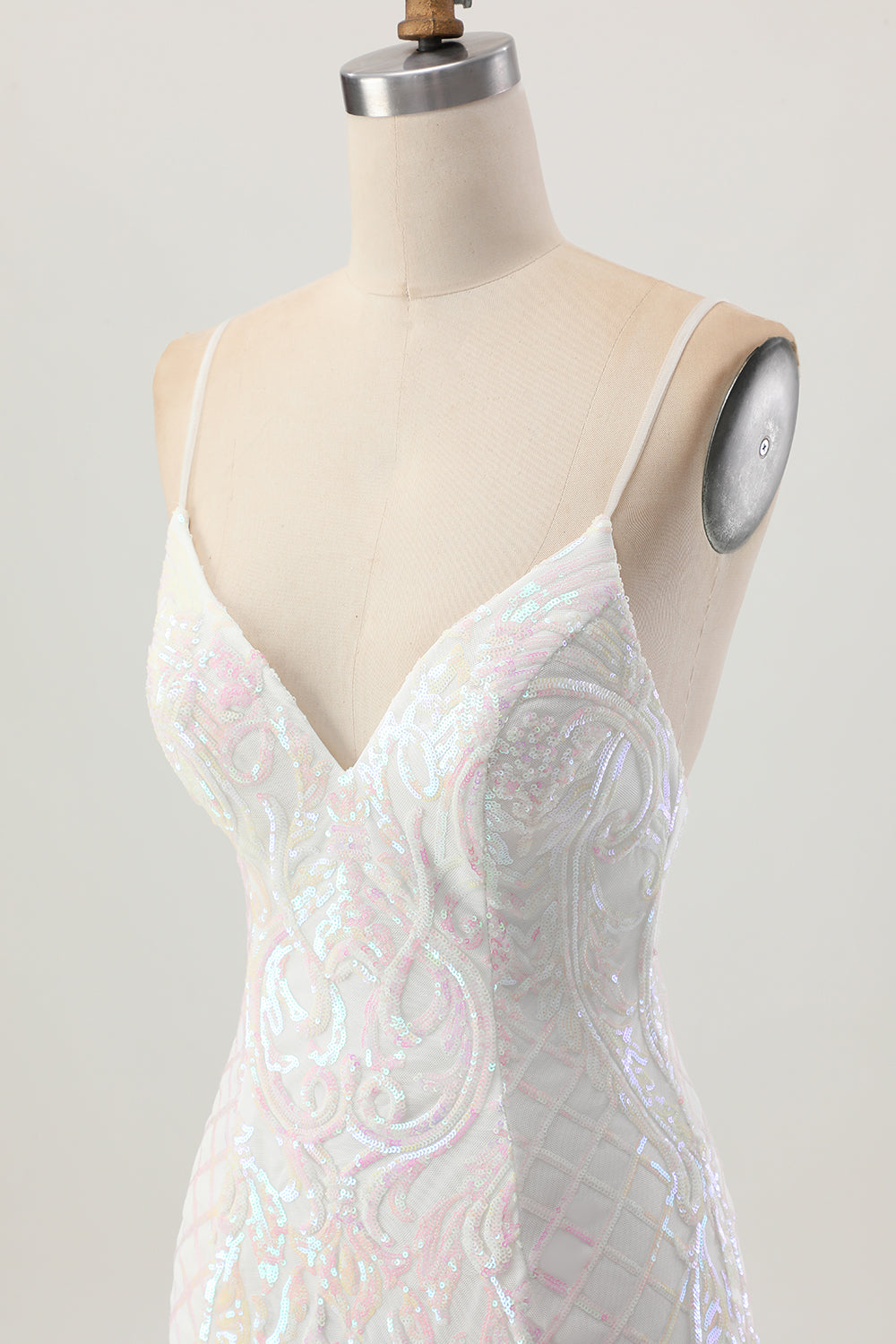 Sparkly White Bodycon Backless Sequin Short Homecoming Dress