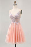 Blush A Line Sequins Appliqued Short Homecoming Dress