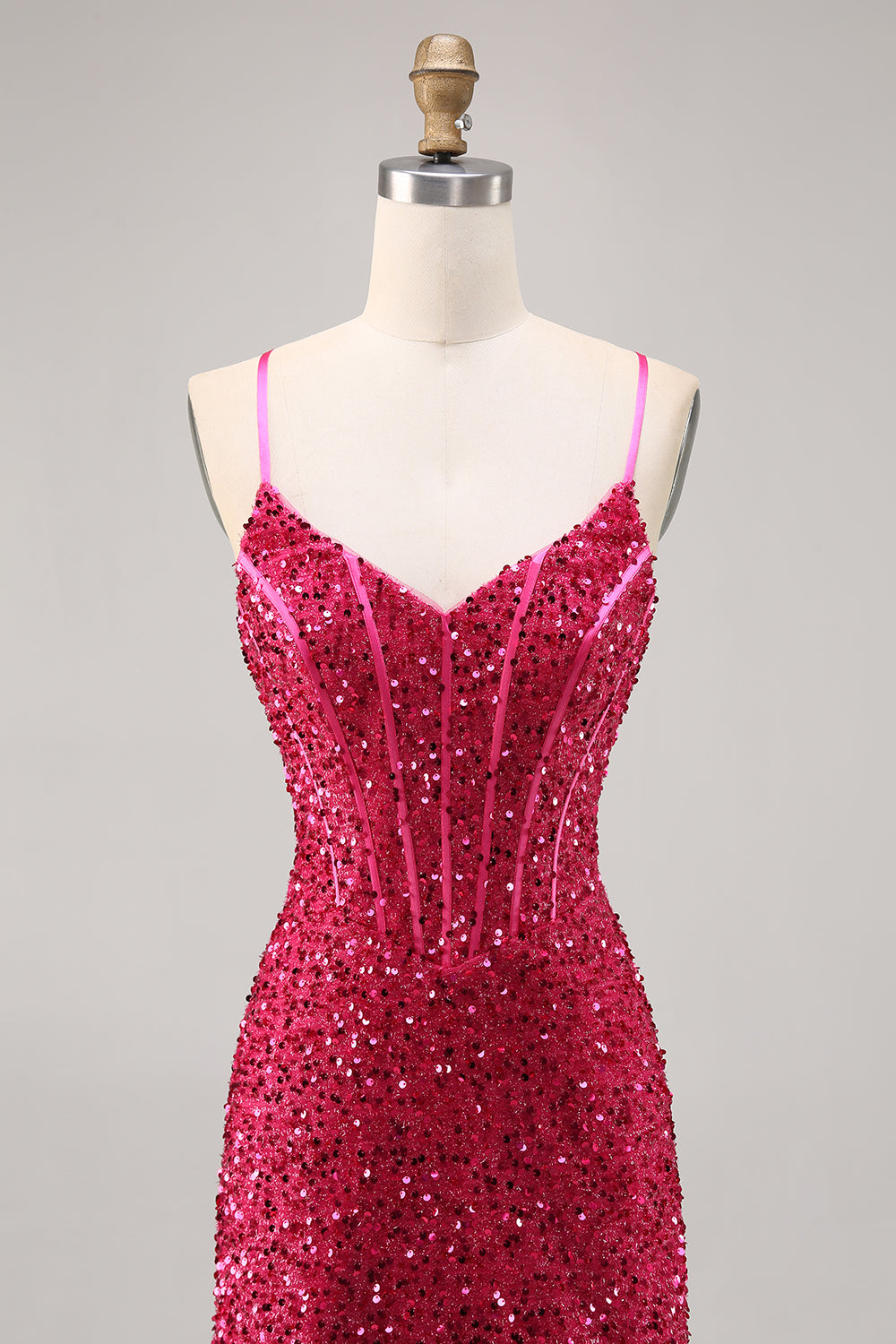 Sparkly Fuchsia Bodycon Corset Short Cocktail Dress