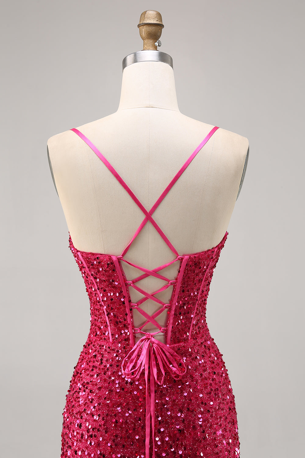 Sparkly Fuchsia Bodycon Corset Short Cocktail Dress