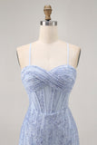 Sparkly Sequins Corset Grey Blue Bodycon Short Homecoming Dress