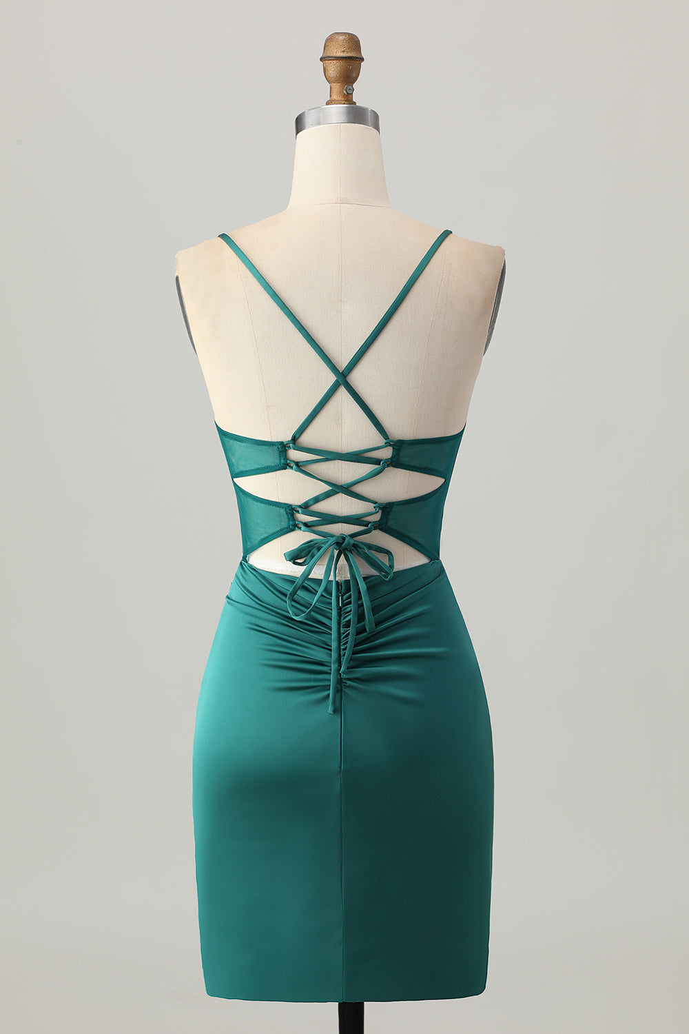 Dark Green Corset Tight Short Satin Homecoming Dress