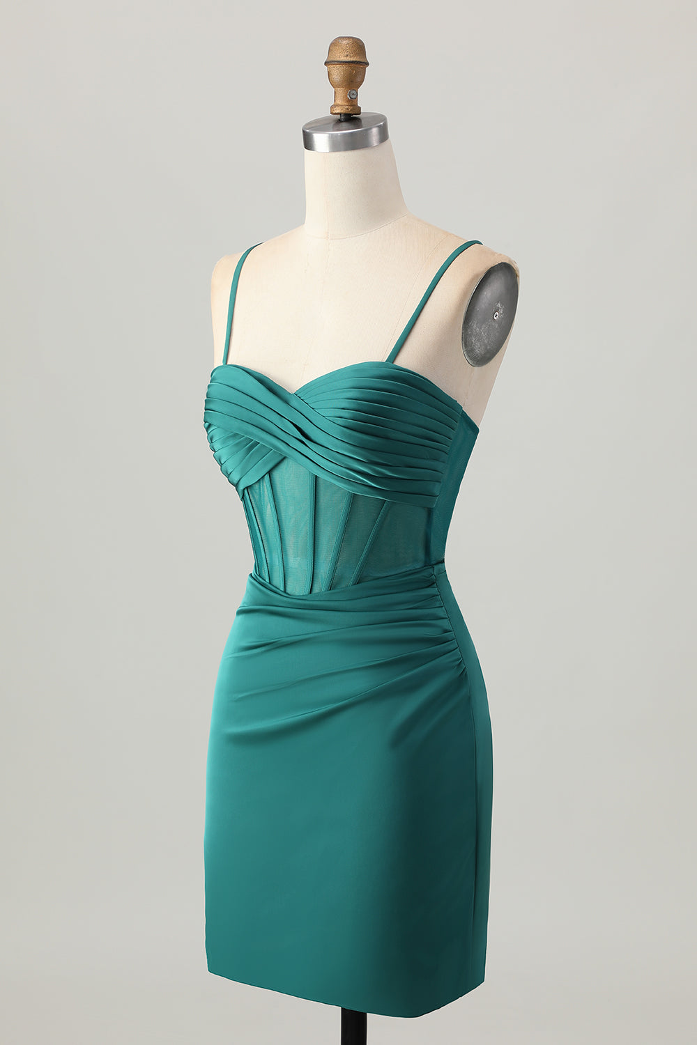 Dark Green Corset Tight Short Satin Homecoming Dress